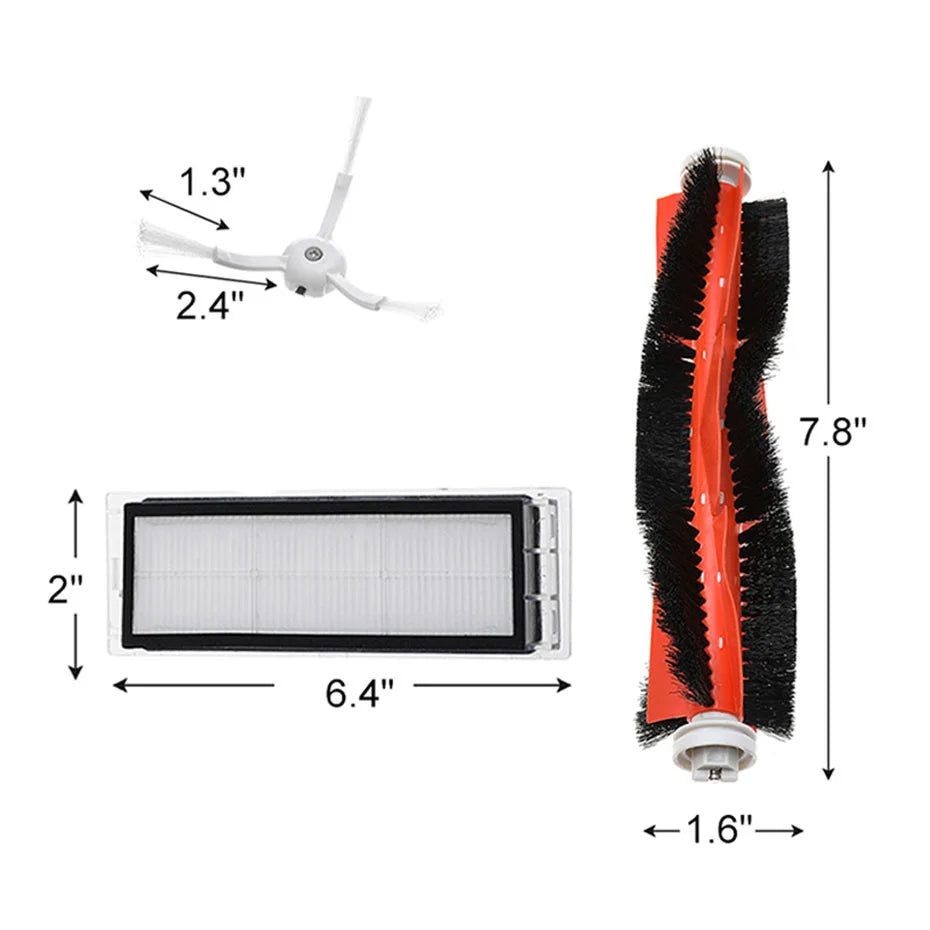 Hepa Filter For Xiaomi Mi Robot Vacuum Cleaner 1st gen / 2 / 1S, SDJQR01RR SDJQR02RR SDJQR03RR Roborock E4 E5 S4 Max Main Brush