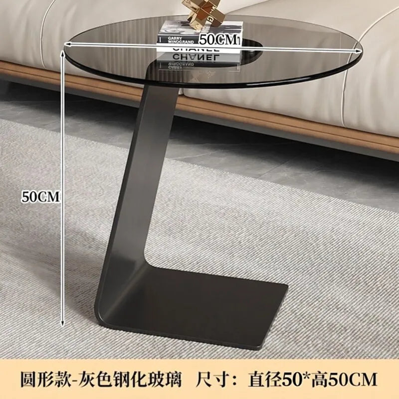 Tempered Glass Sofa Coffee Table Round Modern Living Room Mobile Sofa Side Table Luxury Lounge Designer Auxiliary Furniture