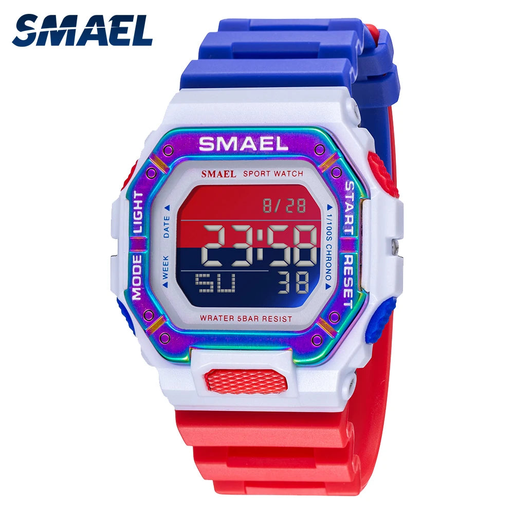 SAMEL Classic Digital Watch Men Fashion Rectangle Waterproof 50M Japan Movement Chronograph Men's Watches Alarm Clock 8059
