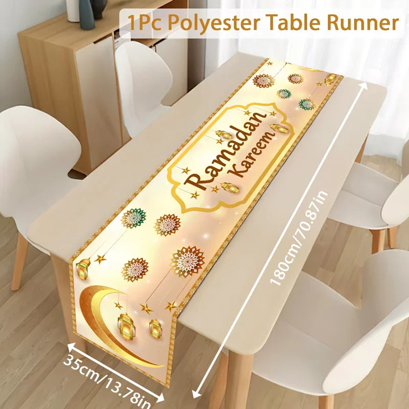 Ramadan Decoration Table Runner EID Mubarak Decor 2025 For Home Tablecloth Ramadan Kareem Islamic Muslim Party Eid Al Adha Gifts