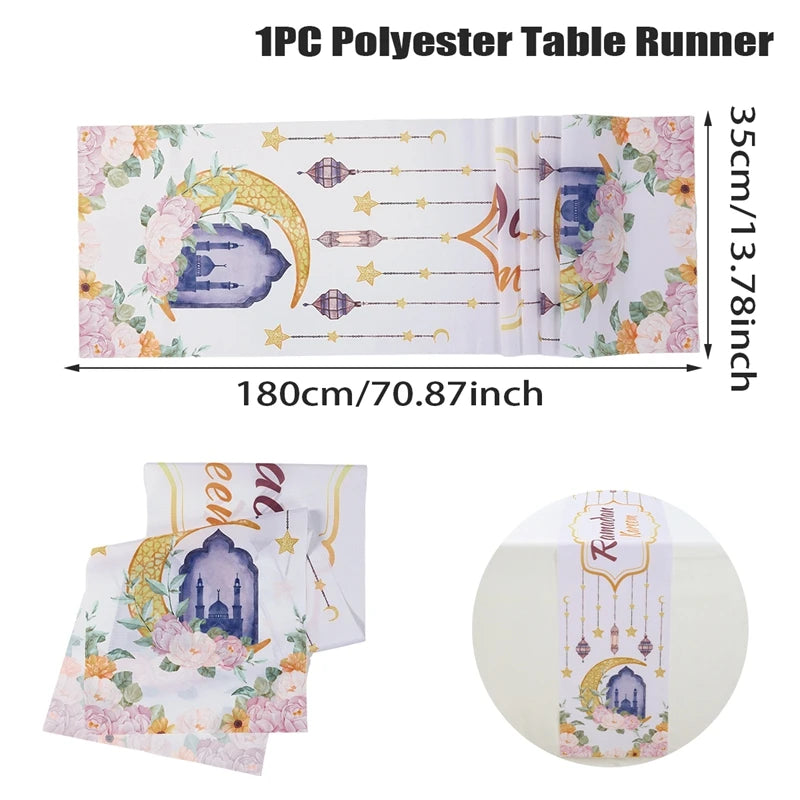 Ramadan Decoration Table Runner EID Mubarak Decor 2025 For Home Tablecloth Ramadan Kareem Islamic Muslim Party Eid Al Adha Gifts