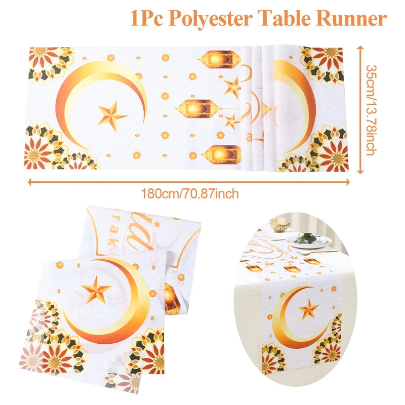 Ramadan Decoration Table Runner EID Mubarak Decor 2025 For Home Tablecloth Ramadan Kareem Islamic Muslim Party Eid Al Adha Gifts