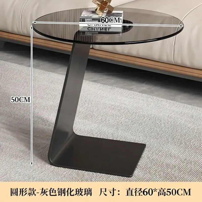 Tempered Glass Sofa Coffee Table Round Modern Living Room Mobile Sofa Side Table Luxury Lounge Designer Auxiliary Furniture