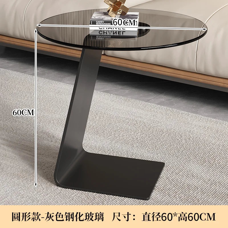Tempered Glass Sofa Coffee Table Round Modern Living Room Mobile Sofa Side Table Luxury Lounge Designer Auxiliary Furniture