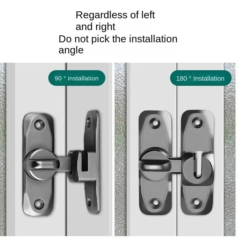 90/180 Degree Flip Door Lock Home Security Sliding Door Latch Small Gate Latches Hardware Anti-theft Lock Zinc Alloy Door Bolts