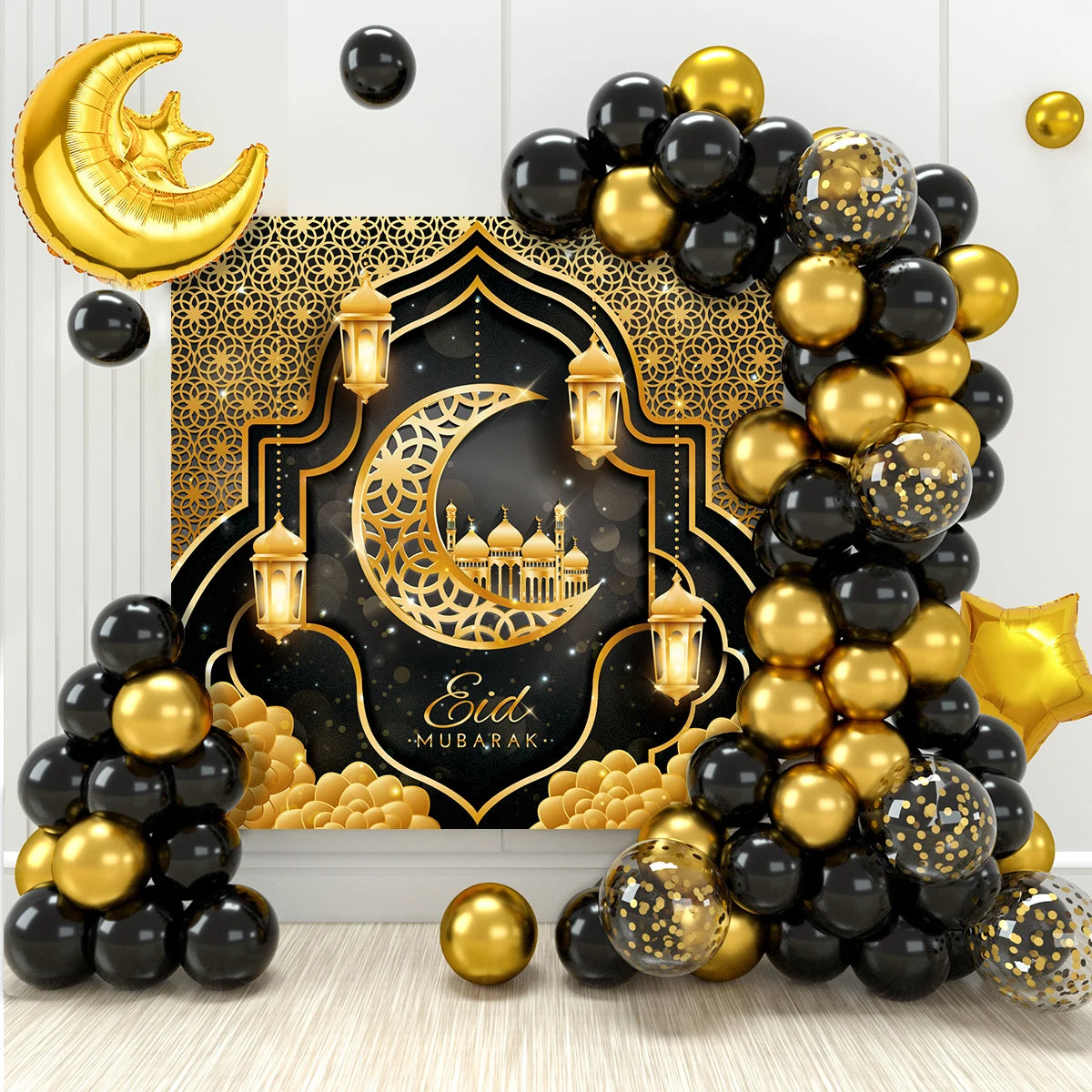 Eid Mubarak Green Gold Balloon Garland Arch Ramadan Kareem Decorations For Home 2025 Aid Moubarak Islamic Festival Party Decor