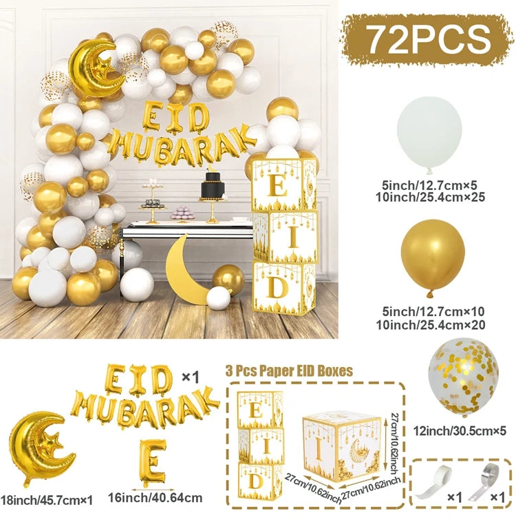 Eid Mubarak Green Gold Balloon Garland Arch Ramadan Kareem Decorations For Home 2025 Aid Moubarak Islamic Festival Party Decor