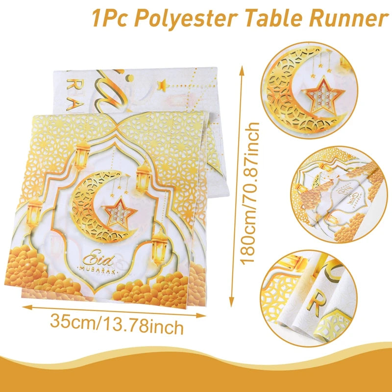 Ramadan Decoration Table Runner EID Mubarak Decor 2025 For Home Tablecloth Ramadan Kareem Islamic Muslim Party Eid Al Adha Gifts