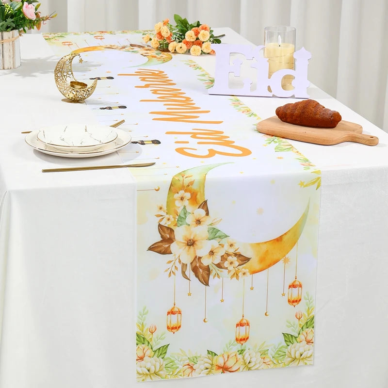 Ramadan Decoration Table Runner EID Mubarak Decor 2025 For Home Tablecloth Ramadan Kareem Islamic Muslim Party Eid Al Adha Gifts