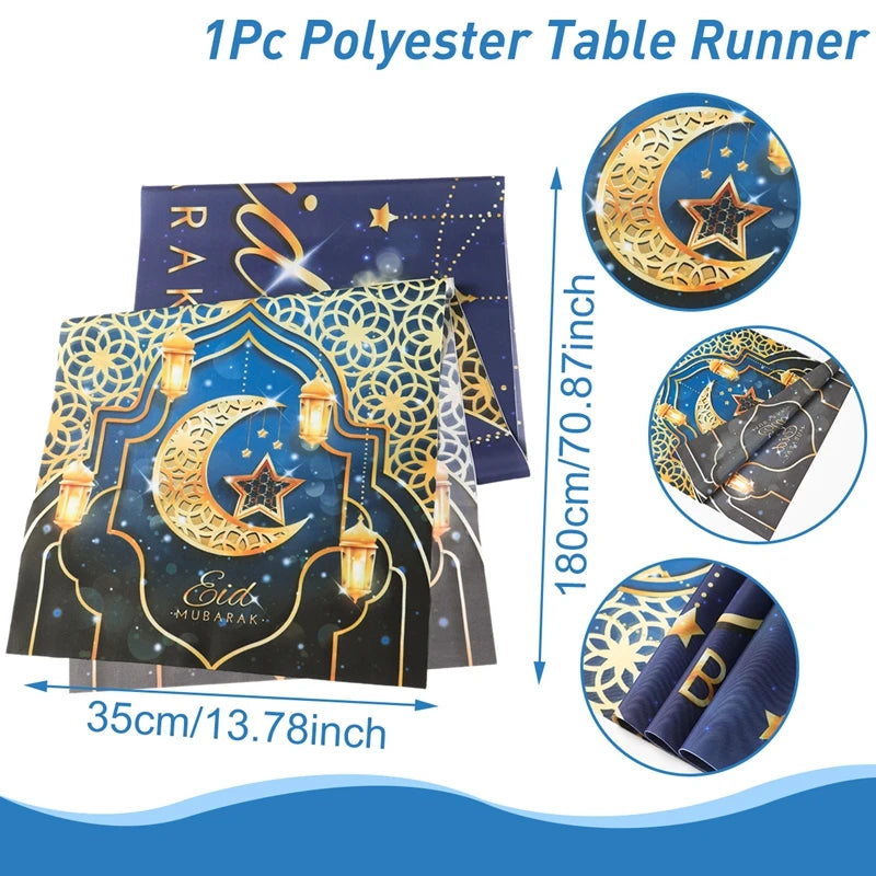 Ramadan Decoration Table Runner EID Mubarak Decor 2025 For Home Tablecloth Ramadan Kareem Islamic Muslim Party Eid Al Adha Gifts