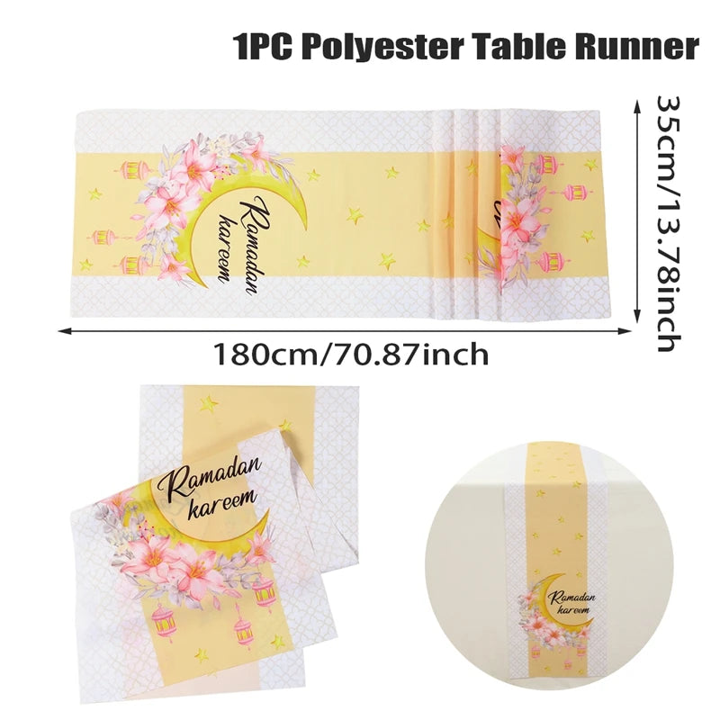 Ramadan Decoration Table Runner EID Mubarak Decor 2025 For Home Tablecloth Ramadan Kareem Islamic Muslim Party Eid Al Adha Gifts