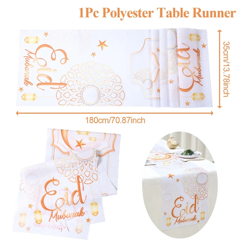 Ramadan Decoration Table Runner EID Mubarak Decor 2025 For Home Tablecloth Ramadan Kareem Islamic Muslim Party Eid Al Adha Gifts