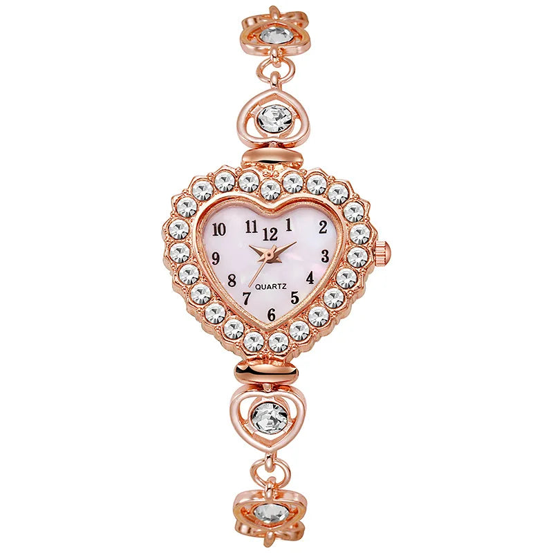 Women's Watches Fashion Heart-shaped Dial Bracelet Ladies Quartz Wrist Watch Clock