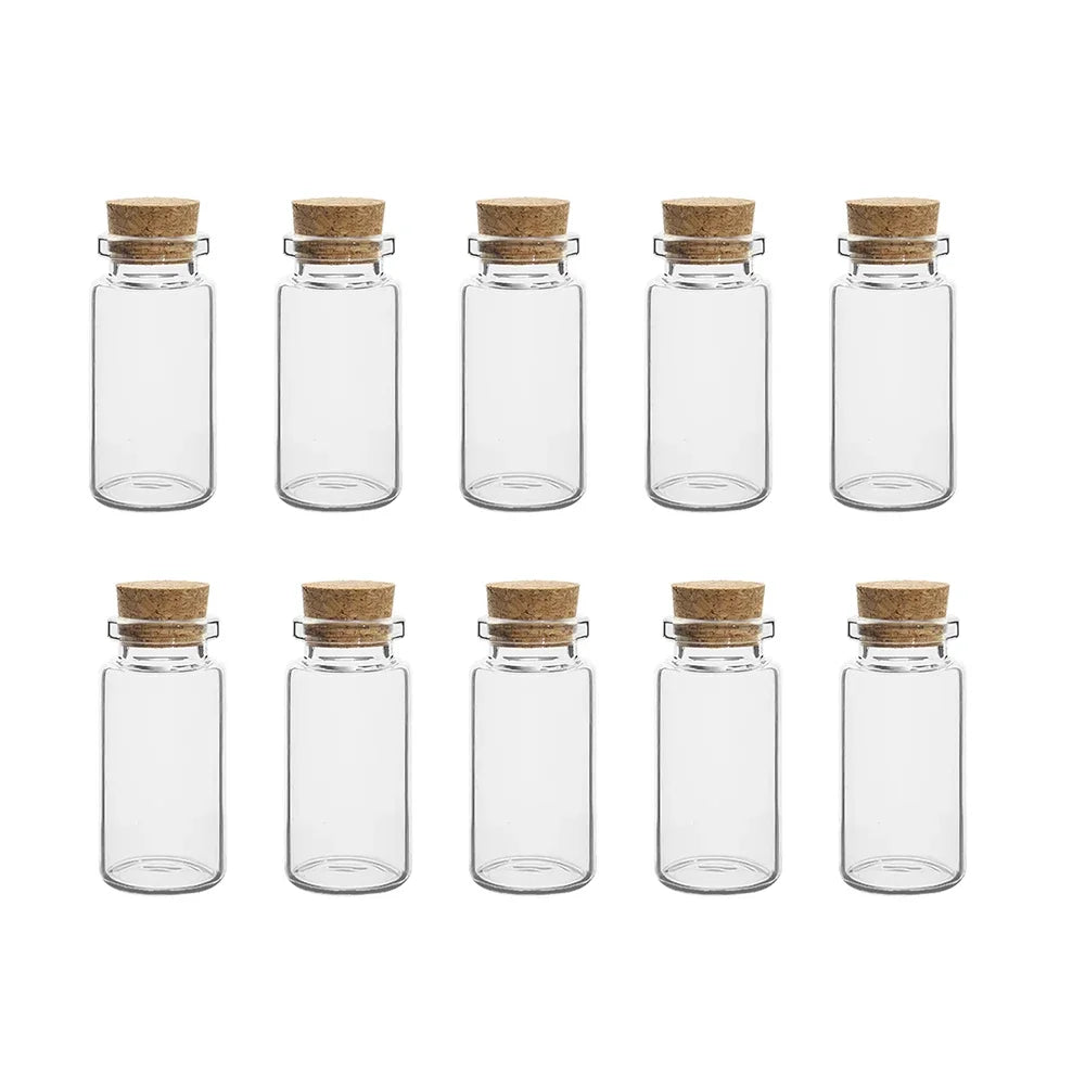 10PCS 5ML-20ML Small Glass Bottles with Cork Stoppers Mini Glass DIY Decoration  Vials Cork Message Glass Vial Wishing Bottles