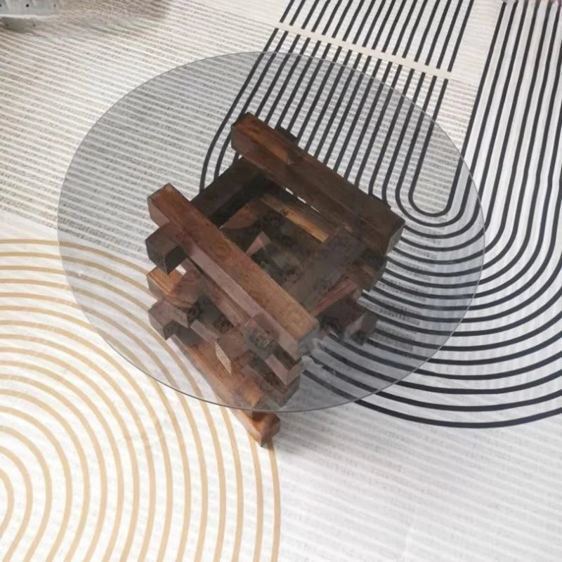 Modern Minimalist Coffee Table Round Glass Glam Neutral Coffee Table Eclectic Rustic Table Basse Ronde De Salon Furniture Home
