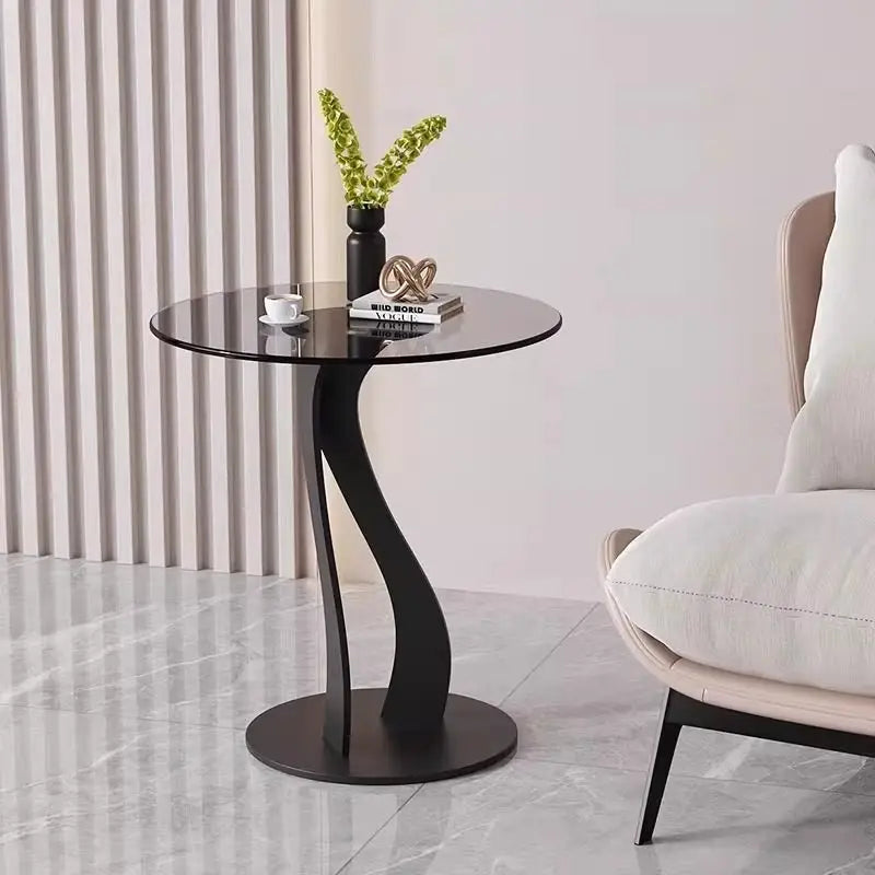 Tempered Glass Sofa Coffee Table Round Modern Living Room Mobile Sofa Side Table Luxury Lounge Designer Auxiliary Furniture