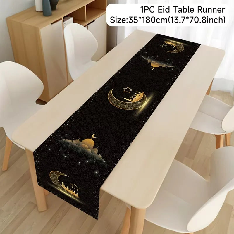 Ramadan Decoration Table Runner EID Mubarak Decor 2025 For Home Tablecloth Ramadan Kareem Islamic Muslim Party Eid Al Adha Gifts