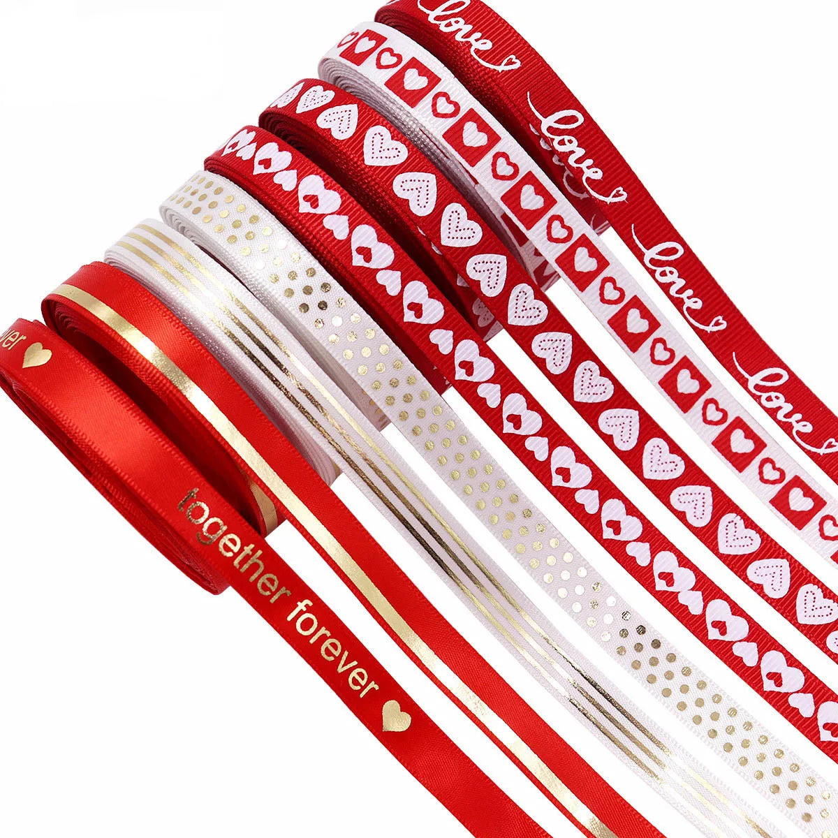 5Yards Red Love Printed Ribbon Wedding Tanabata Gift Wrap Rope Valentine's Day Red Jacquard Ribbon DIY Handmade Ribbon