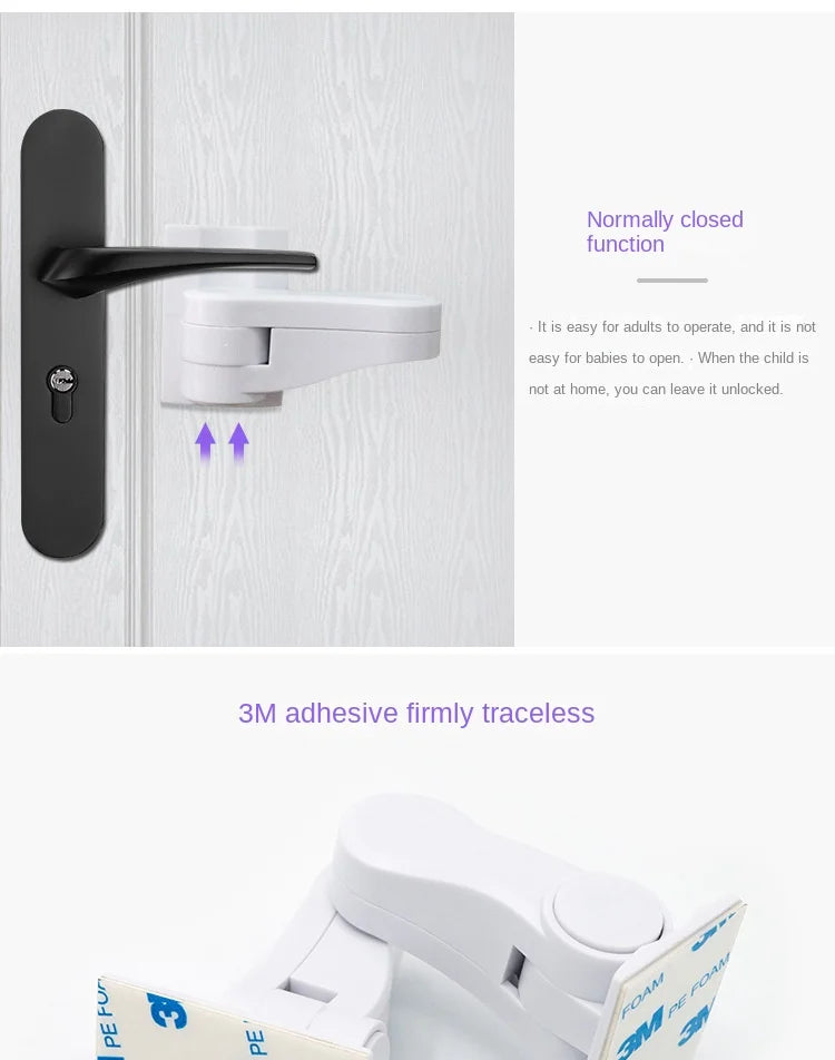 Universal Door Lever Lock Child Baby Safety Lock Rotation Proof Professional Door Adhesive Security Latch Multi-functional (Safety)