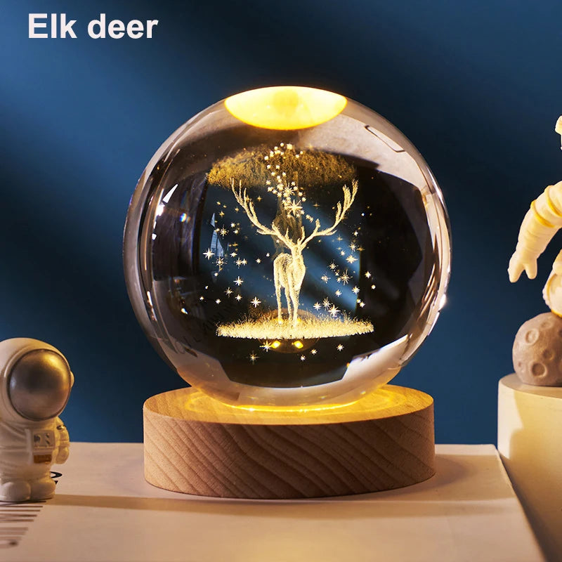 LED Night Light Milky Way Galaxy Solar System Crystal Ball Children Night Lamp Bedroom Ambient Light Creative Gift Night Light