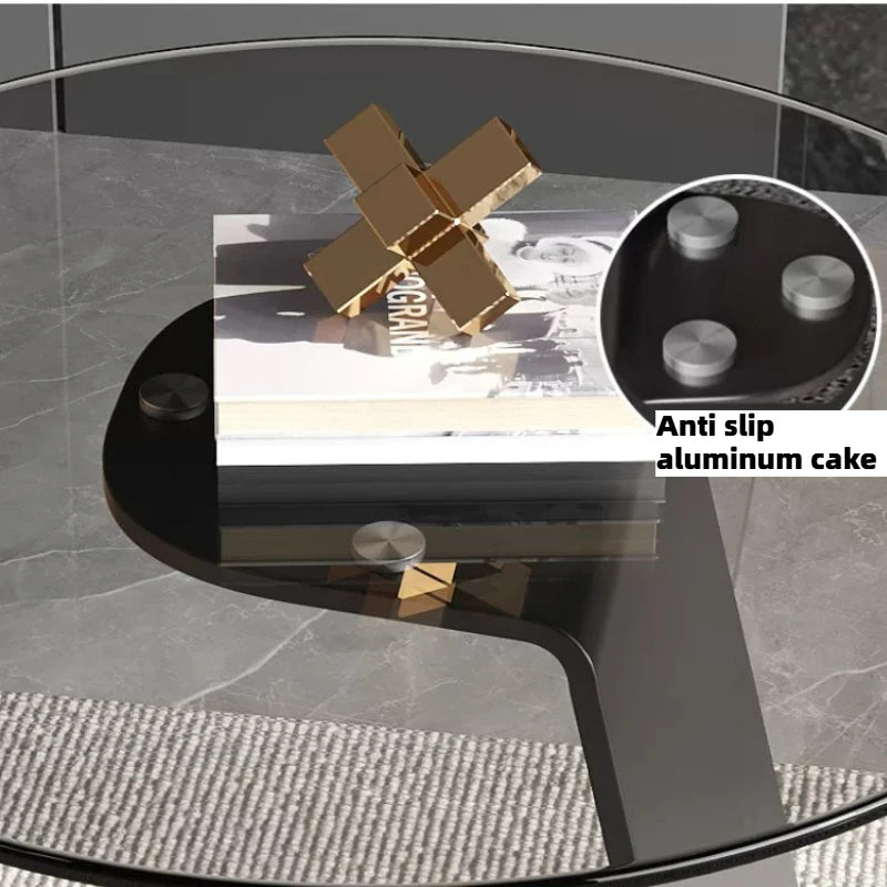 Tempered Glass Sofa Coffee Table Round Modern Living Room Mobile Sofa Side Table Luxury Lounge Designer Auxiliary Furniture