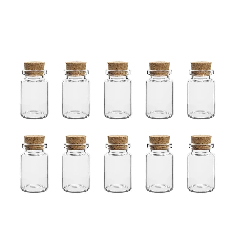 10PCS 5ML-20ML Small Glass Bottles with Cork Stoppers Mini Glass DIY Decoration  Vials Cork Message Glass Vial Wishing Bottles
