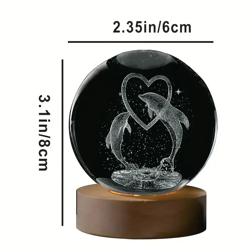 1pc 3D Dolphin crystal ball color nightlight, birthday gift for girlfriend, wife, children, Valentine's Day, anniversary gift, g