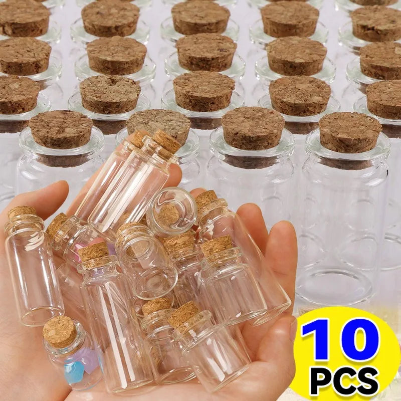 10PCS 5ML-20ML Small Glass Bottles with Cork Stoppers Mini Glass DIY Decoration  Vials Cork Message Glass Vial Wishing Bottles