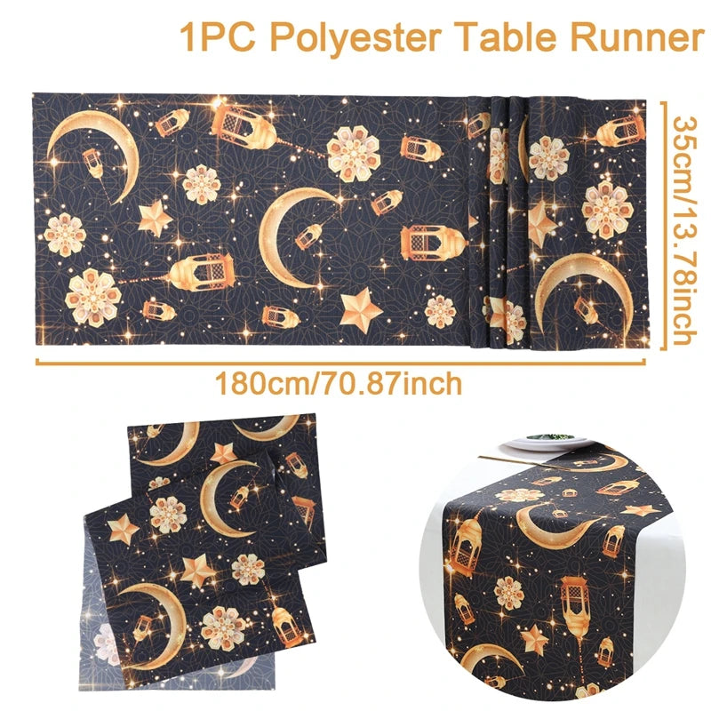 Ramadan Decoration Table Runner EID Mubarak Decor 2025 For Home Tablecloth Ramadan Kareem Islamic Muslim Party Eid Al Adha Gifts