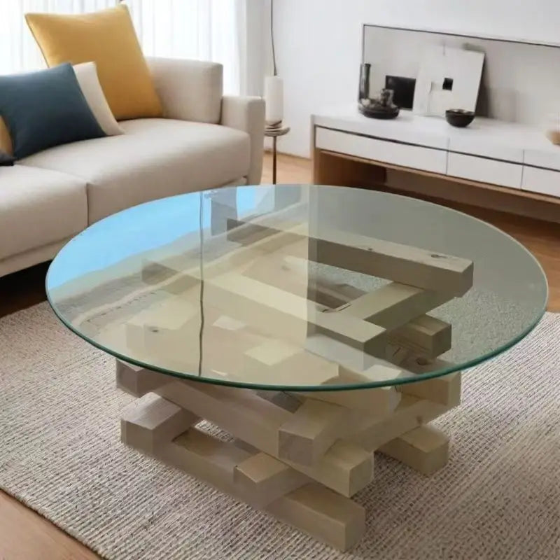 Modern Minimalist Coffee Table Round Glass Glam Neutral Coffee Table Eclectic Rustic Table Basse Ronde De Salon Furniture Home