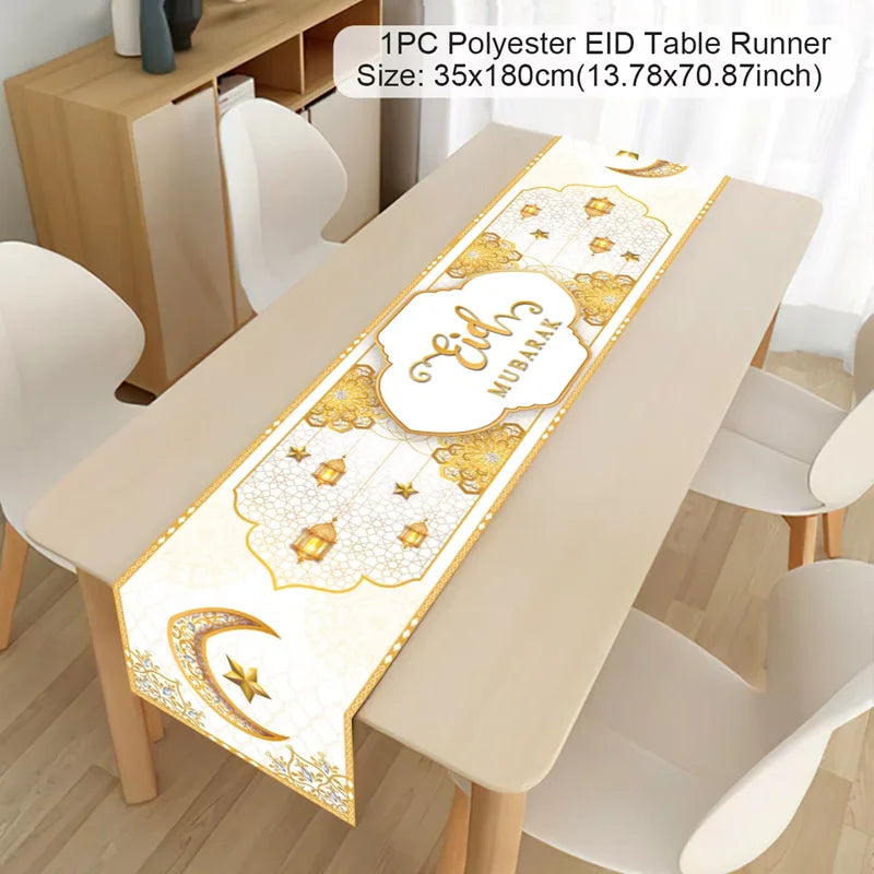 Ramadan Decoration Table Runner EID Mubarak Decor 2025 For Home Tablecloth Ramadan Kareem Islamic Muslim Party Eid Al Adha Gifts