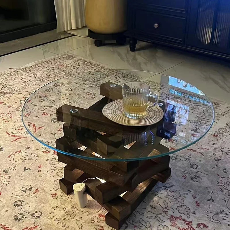 Modern Minimalist Coffee Table Round Glass Glam Neutral Coffee Table Eclectic Rustic Table Basse Ronde De Salon Furniture Home