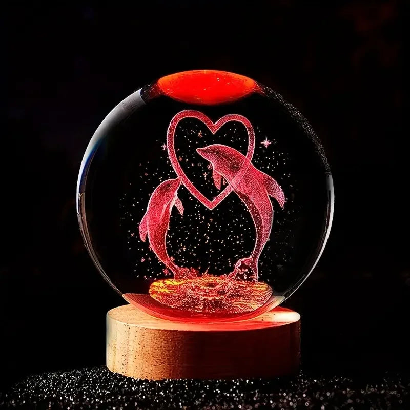 1pc 3D Dolphin crystal ball color nightlight, birthday gift for girlfriend, wife, children, Valentine's Day, anniversary gift, g