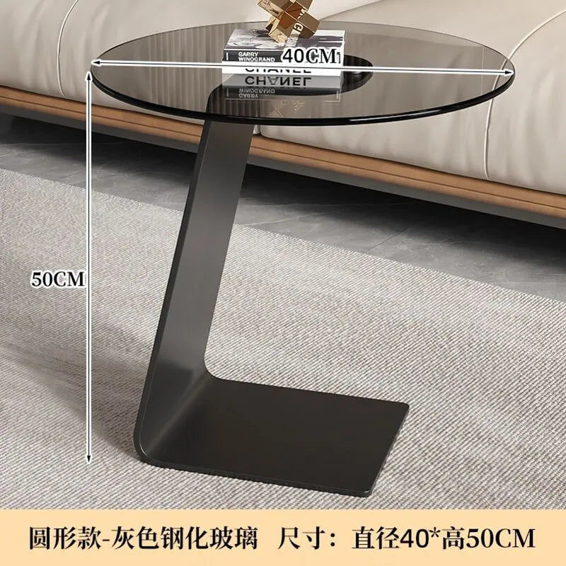 Tempered Glass Sofa Coffee Table Round Modern Living Room Mobile Sofa Side Table Luxury Lounge Designer Auxiliary Furniture