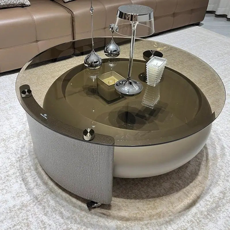 Mobile Wheels Coffee Table Glass Design Minimalist Living Room Coffee Table Cute Round Mobili Per La Casa Home Furnitures