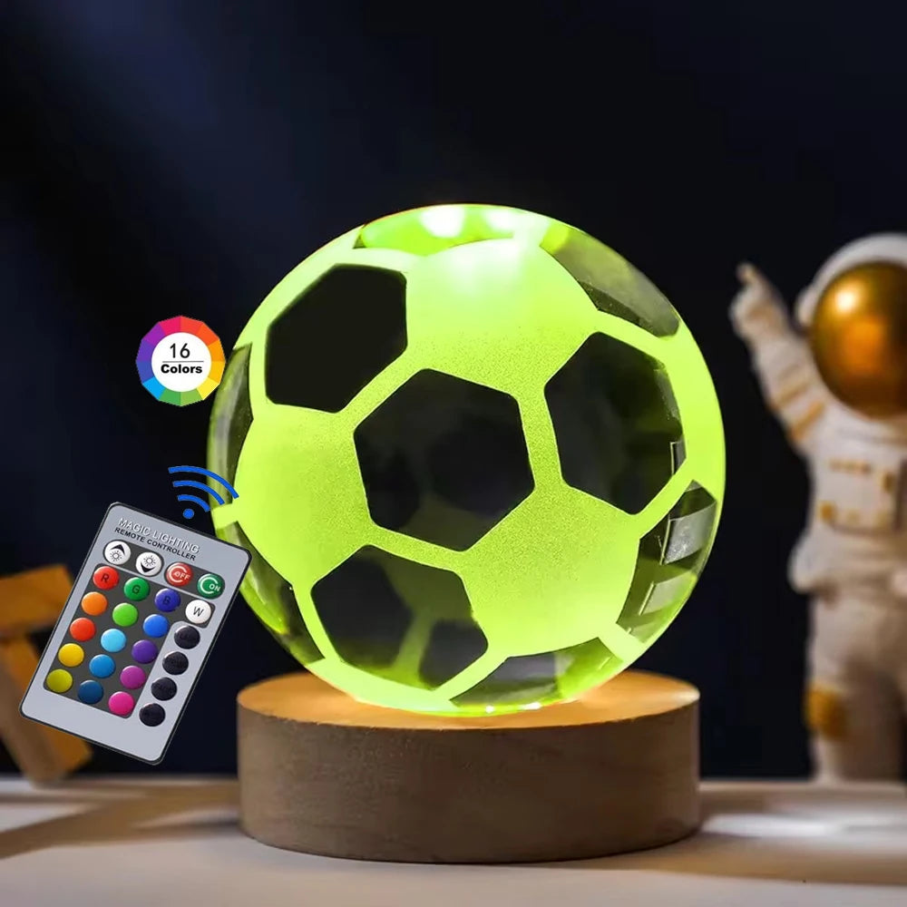 Hot 6cm 3D Crystal Ball Stitch 16 colors can be remotely controlled Crystal Planet Night Light Laser Carving Children's Gifts