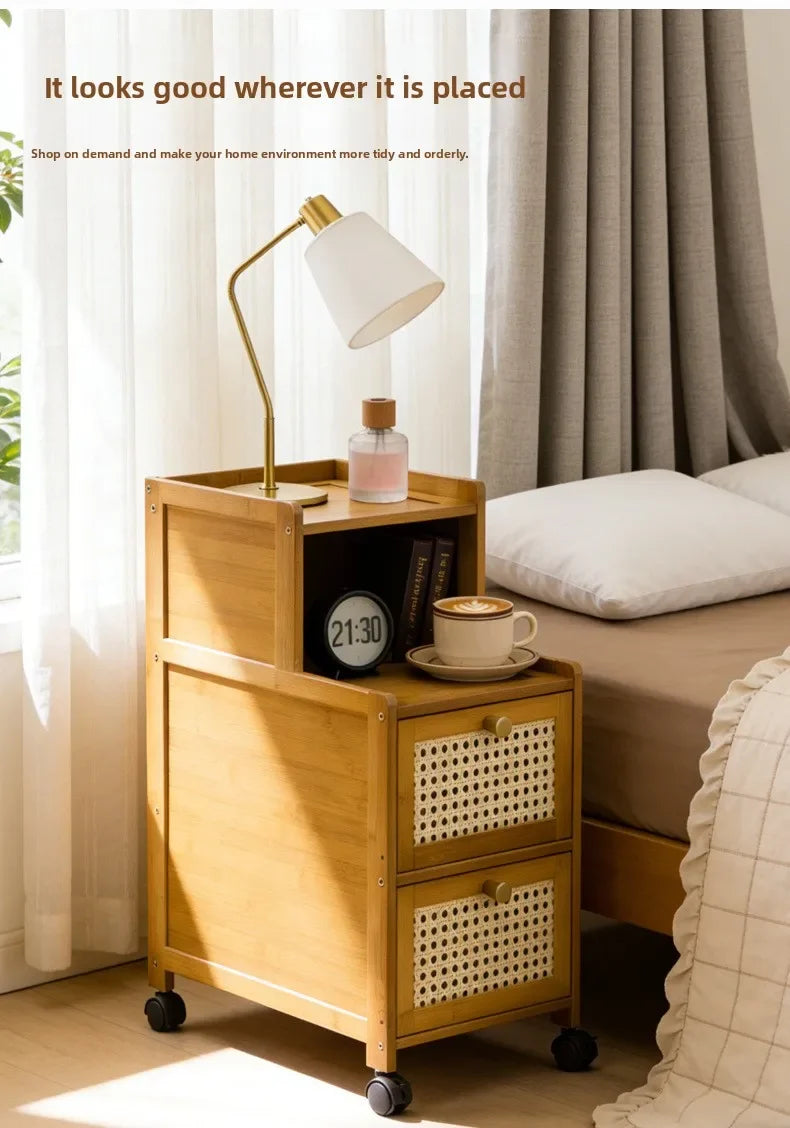 wood bedside table, small mini simple modern rack, ultra-narrow crevice storage cabinet, bedroom very narrow bedside cabinet