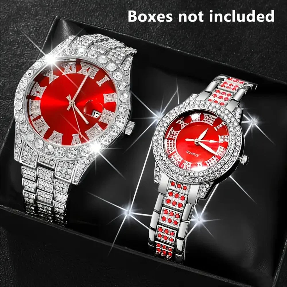 Fashionable couples quartz watch set, zinc alloy case, analog display, perfect gift for Valentine's Day, Easter and Eid