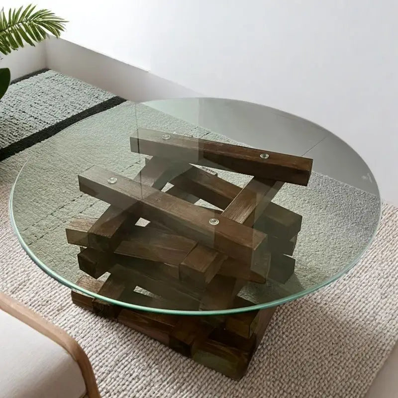 Modern Minimalist Coffee Table Round Glass Glam Neutral Coffee Table Eclectic Rustic Table Basse Ronde De Salon Furniture Home