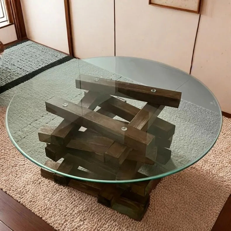 Modern Minimalist Coffee Table Round Glass Glam Neutral Coffee Table Eclectic Rustic Table Basse Ronde De Salon Furniture Home