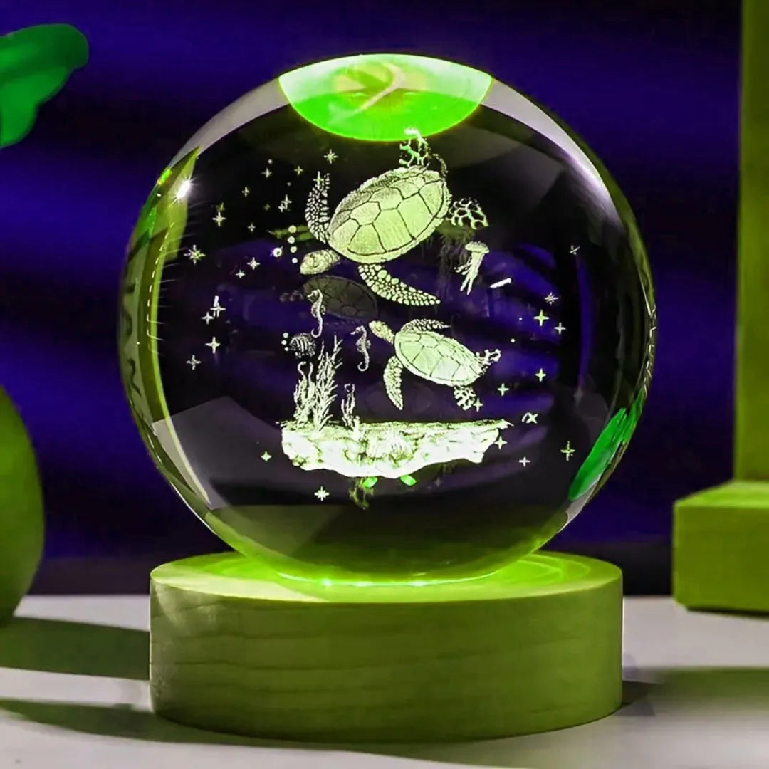 1 pc 3D Turtle crystal ball gift, animal statue style nightlight, birthday gift, perfect for friends or turtle lovers