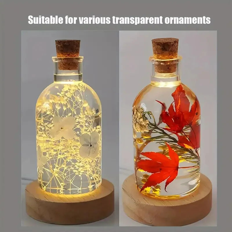 Wood Desktop Decorative Lights Base Night Light Wooden LED USB RGB Display Lamp Display Stand Lamps Holder Art Ornament