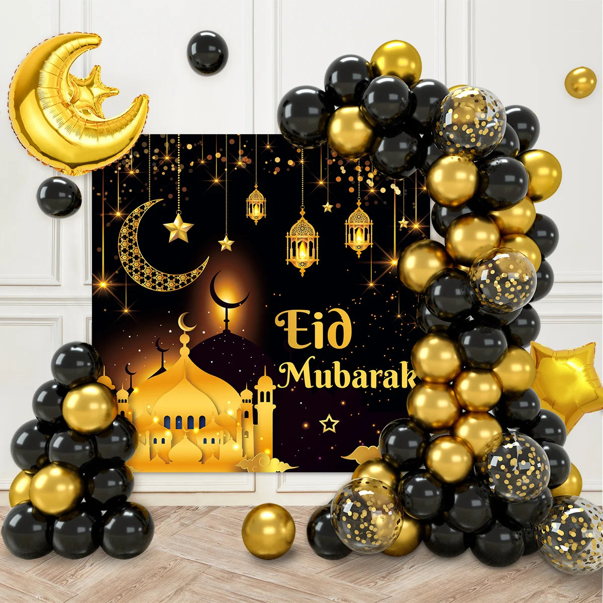 Eid Mubarak Green Gold Balloon Garland Arch Ramadan Kareem Decorations For Home 2025 Aid Moubarak Islamic Festival Party Decor