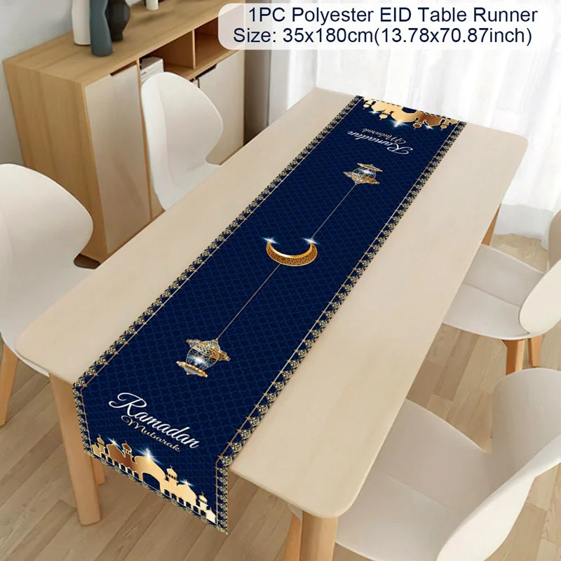Ramadan Kareem Polyester Table Runner Ramadan Decoration For Home 2025 Islamic Muslim Party Supplies Gift EID Mubarak Al Adha