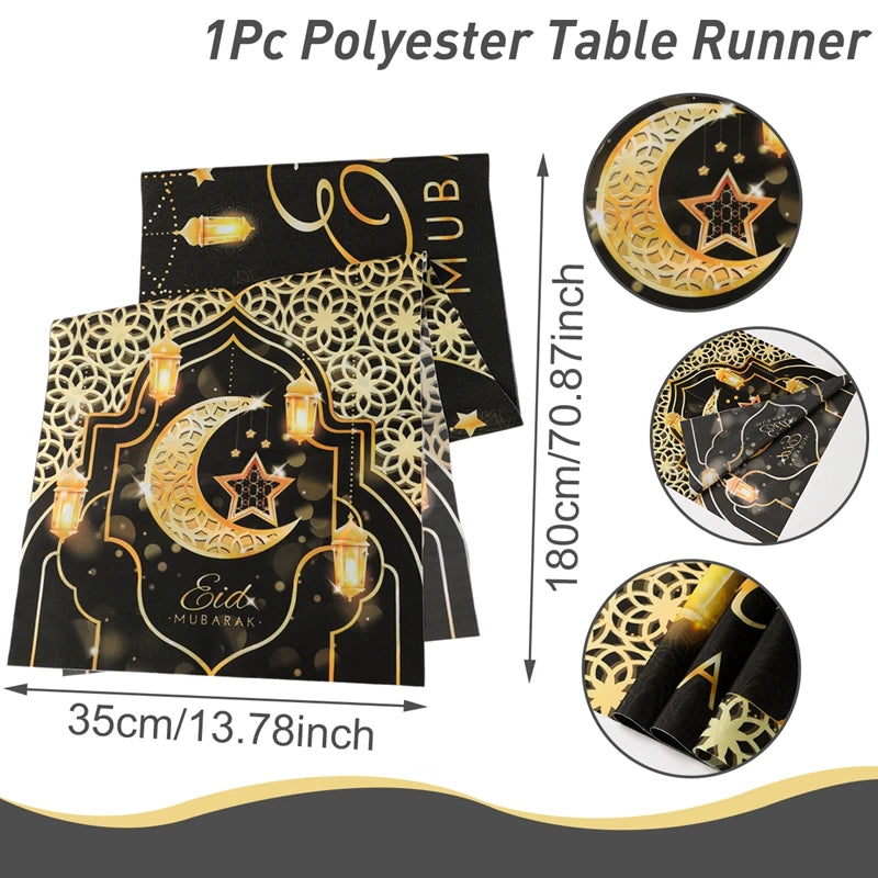 Ramadan Decoration Table Runner EID Mubarak Decor 2025 For Home Tablecloth Ramadan Kareem Islamic Muslim Party Eid Al Adha Gifts