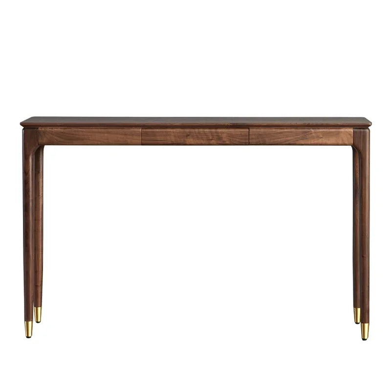 Nordic Black Walnut Solid Wood Console Table Luxury Entrance Drawer Narrow Table Living Room Wooden Cabinet Home Furniture