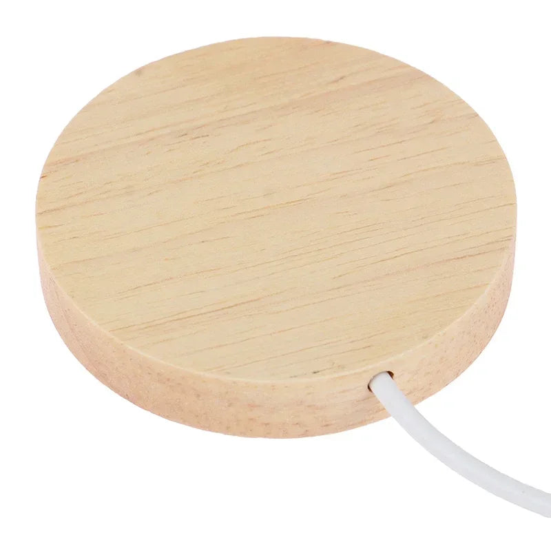 Wood Desktop Decorative Lights Base Night Light Wooden LED USB RGB Display Lamp Display Stand Lamps Holder Art Ornament