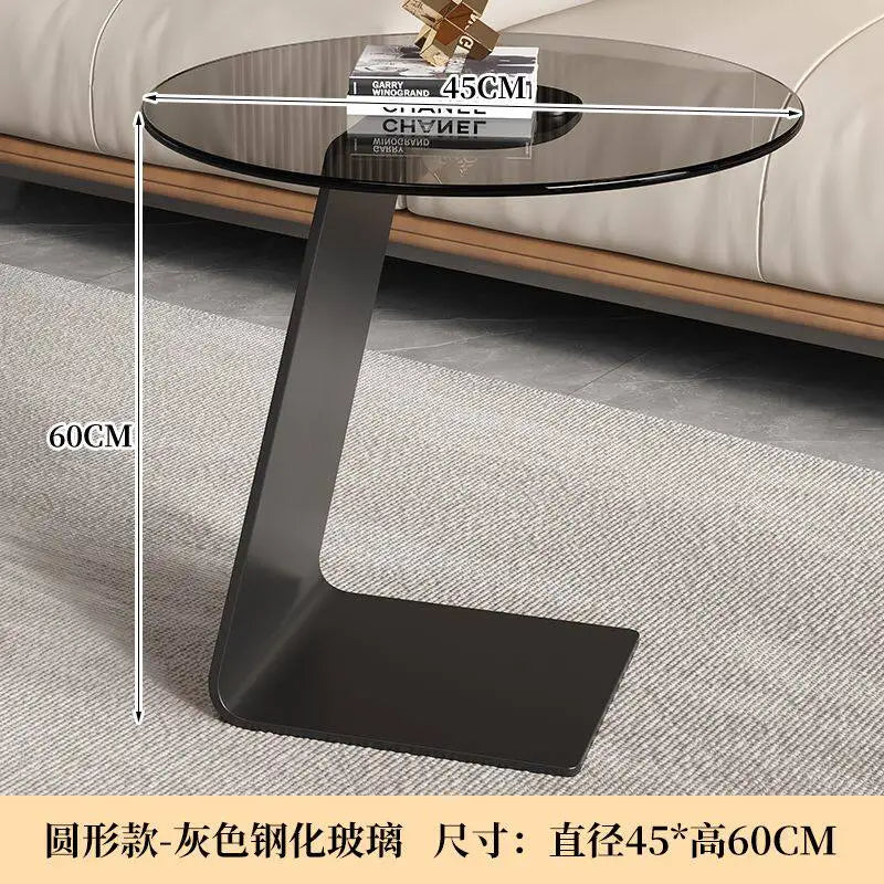 Tempered Glass Sofa Coffee Table Round Modern Living Room Mobile Sofa Side Table Luxury Lounge Designer Auxiliary Furniture