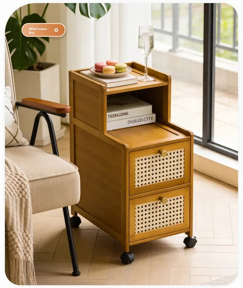 wood bedside table, small mini simple modern rack, ultra-narrow crevice storage cabinet, bedroom very narrow bedside cabinet