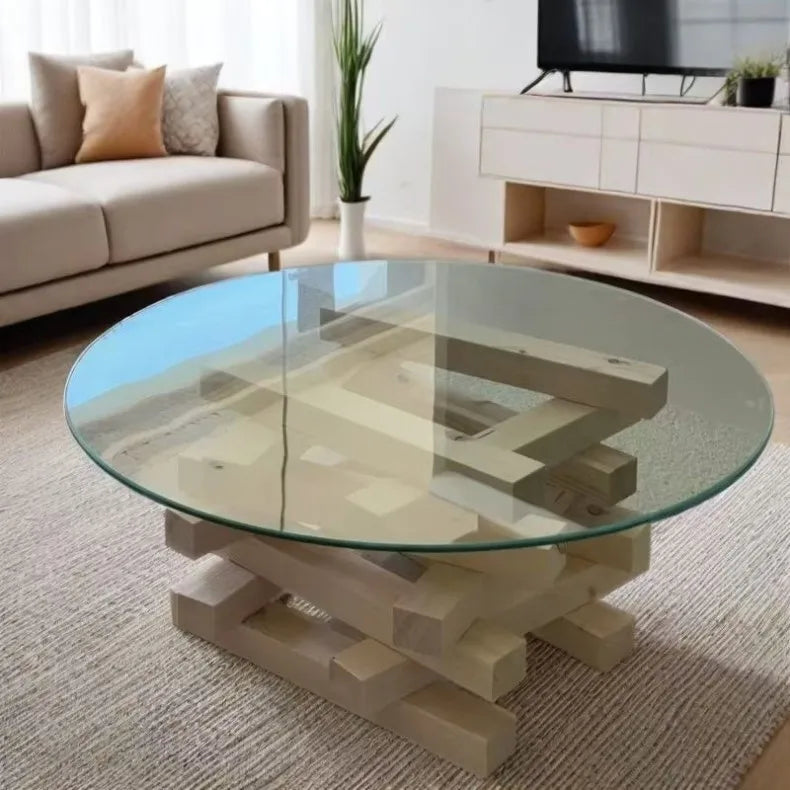 Modern Minimalist Coffee Table Round Glass Glam Neutral Coffee Table Eclectic Rustic Table Basse Ronde De Salon Furniture Home